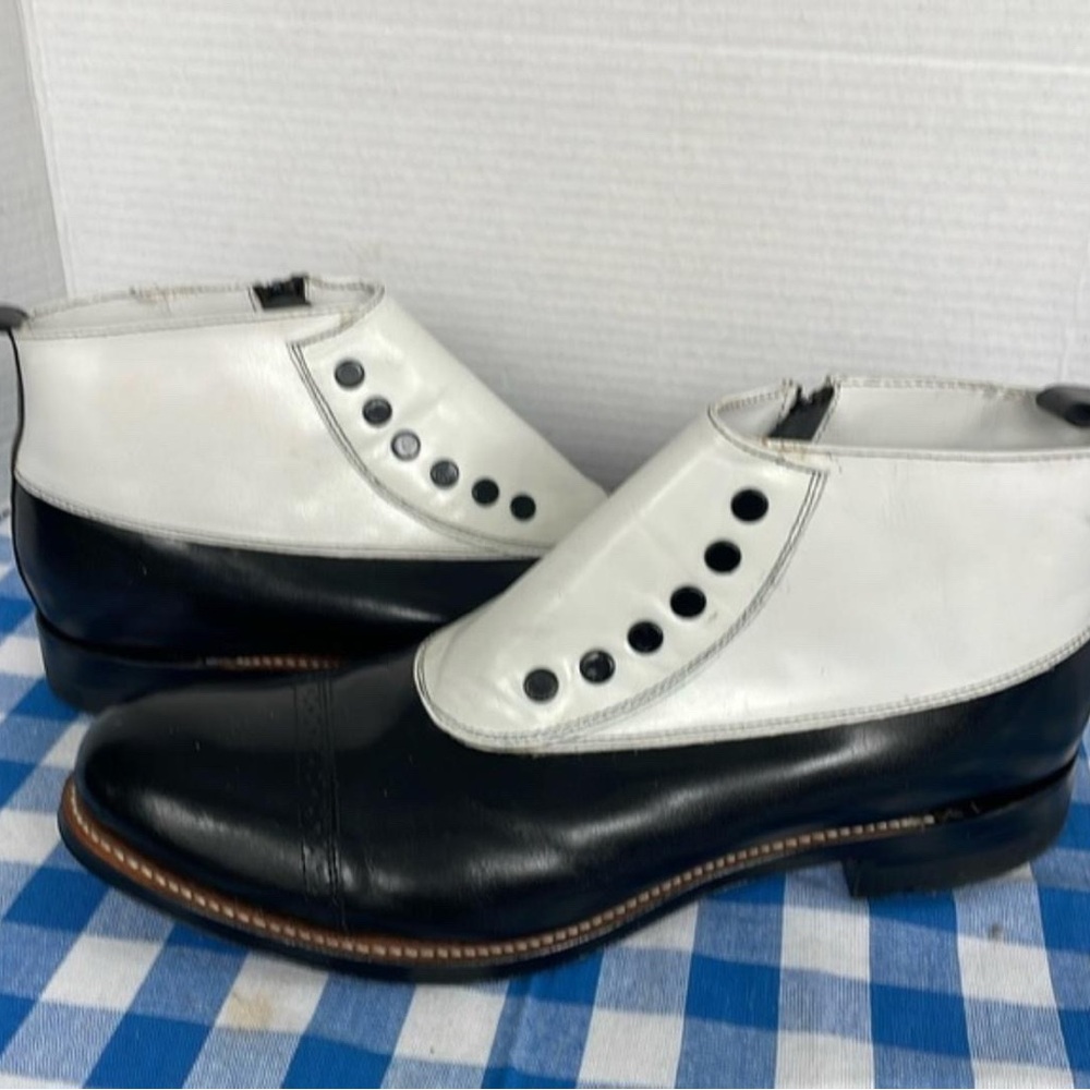 Stacy Adams Black and White Oxford Shoes Madison Toe Cap Boots